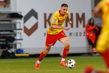 Adrian Dieguez PKO BP Ekstraklasa maçı sırasında Stadion Zaglebia Lubin 'deki Zaglebie Lubin ve Jagiellonia Bialystok takımları arasında (Maciej Rogowski)