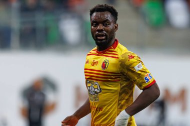 PKO BP Ekstraklasa maçında Afimico Pululu Stadion Zaglebia Lubin 'deki Zaglebie Lubin ve Jagiellonia Bialystok takımları arasında oynadı (Maciej Rogowski)