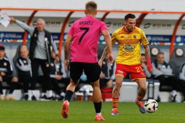 Zaglebie Lubin ve Jagiellonia Bialystok takımları arasındaki PKO BP Ekstraklasa maçında Darko Churlinov Stadion Zaglebia Lubin 'de (Maciej Rogowski)