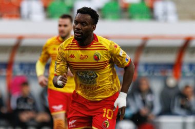 PKO BP Ekstraklasa maçında Afimico Pululu Stadion Zaglebia Lubin 'deki Zaglebie Lubin ve Jagiellonia Bialystok takımları arasında oynadı (Maciej Rogowski)