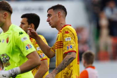 Adrian Dieguez PKO BP Ekstraklasa maçı sırasında Stadion Zaglebia Lubin 'deki Zaglebie Lubin ve Jagiellonia Bialystok takımları arasında (Maciej Rogowski)