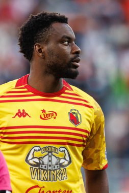 PKO BP Ekstraklasa maçında Afimico Pululu Stadion Zaglebia Lubin 'deki Zaglebie Lubin ve Jagiellonia Bialystok takımları arasında oynadı (Maciej Rogowski)