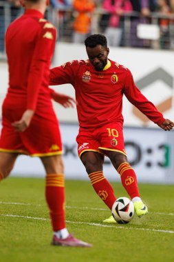 PKO BP Ekstraklasa maçında Afimico Pululu Stadion Zaglebia Lubin 'deki Zaglebie Lubin ve Jagiellonia Bialystok takımları arasında oynadı (Maciej Rogowski)