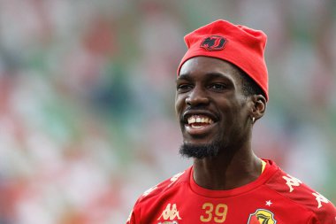 Stadion Zaglebia Lubin 'deki Zaglebie Lubin ve Jagiellonia Bialystok takımları arasındaki PKO BP Ekstraklasa maçı sırasında Aurelien Nguiamba (Maciej Rogowski)