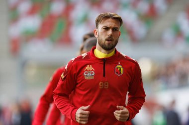 Kristoffer Normann Hansen PKO BP Ekstraklasa maçı sırasında Stadion Zaglebia Lubin 'deki Zaglebie Lubin ve Jagiellonia Bialystok takımları arasında (Maciej Rogowski)