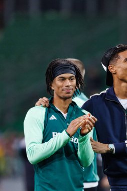 Max Oyedele, UEFA Avrupa Konferansı sırasında Stadion Miejski Legii Warszawa 'da Legia Warszawa ve Real Betis Balompie takımları arasında görüldü (Maciej Rogowski)