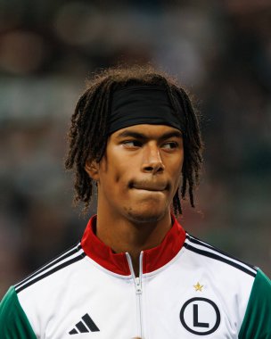 Max Oyedele, UEFA Avrupa Konferansı sırasında Stadion Miejski Legii Warszawa 'da Legia Warszawa ve Real Betis Balompie takımları arasında görüldü (Maciej Rogowski)