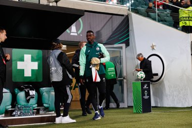 Jean Pierre Nsame seen during UEFA Europa Conference League game between teams of  Legia Warszawa and Real Betis Balompie  at Stadion Miejski Legii Warszawa (Maciej Rogowski) clipart