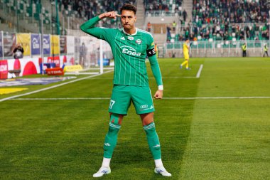 Leonardo Rocha, Stadyum 'daki Radomiak Radom ve Puszcza Niepolomice takımları arasında oynanan PKO BP Ekstraklasa maçında gol attıktan sonra kutlama yaparken görüldü. Braci Czachorow (Maciej Rogowski)