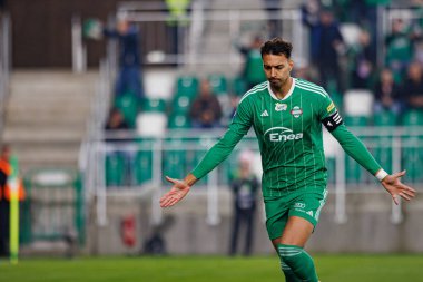 Leonardo Rocha, Stadyum 'daki Radomiak Radom ve Puszcza Niepolomice takımları arasında oynanan PKO BP Ekstraklasa maçında gol attıktan sonra kutlama yaparken görüldü. Braci Czachorow (Maciej Rogowski)