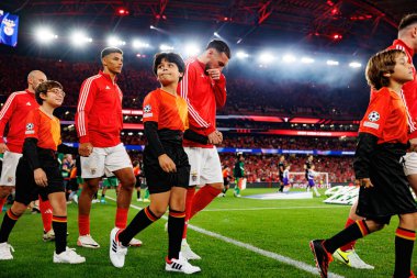 Alexander Bah, Orkun Kokcu UEFA Şampiyonlar Ligi maçında SL Benfica ve Feyenoord (Maciej Rogowski) takımları arasında görüldü.)