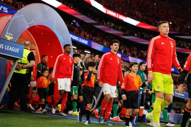 Florentino Luis, Tomas Araujo, Anatoliy Trubin UEFA Şampiyonlar Ligi maçında SL Benfica ve Feyenoord (Maciej Rogowski) takımları arasında görüldü.)