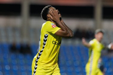 Nigel Thomas, Casa Pia ve CD Nacional takımları arasında oynanan Liga Portekiz maçı sırasında Estadio Belediyesi Rio Maior 'da (Maciej Rogowski)