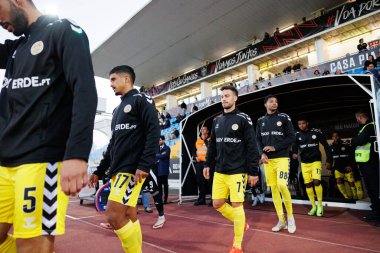 Estadio Belediyesi Rio Maior 'daki (Maciej Rogowski) Casa Pia ve CD Nacional takımları arasında oynanan Liga Portekiz maçı sırasında Nacional oyuncuları)