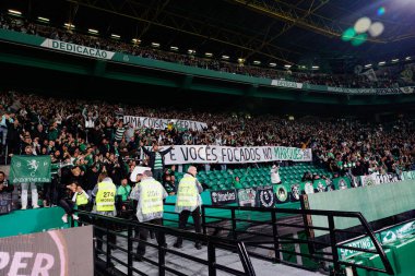 Spor taraftarları Liga Portekiz maçı sırasında Estadio Jose Alvalade 'de (Maciej Rogowski) Sportif CP ve CF Estrela Amadora takımları arasında tifo ile görüldüler.)