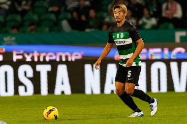 Hidemasa Morita, Liga Portekiz maçı sırasında Estadio Jose Alvalade 'de (Maciej Rogowski) Sporting CP ve CF Estrela Amadora takımları arasında görüldü.)