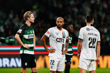 Morten Hjulmand, Leo Cordeiro, Ruben Lima Liga Portekiz maçı sırasında Estadio Jose Alvalade 'de (Maciej Rogowski)