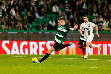 Viktor Gyokeres seen  scoring goal during Liga Portugal game between teams of Sporting CP and CF Estrela Amadora at Estadio Jose Alvalade (Maciej Rogowski) clipart