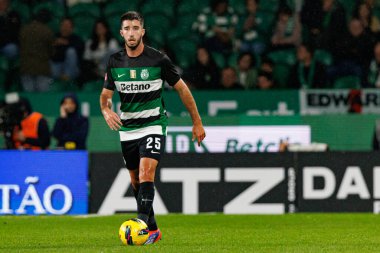 Goncalo Inacio, Liga Portekiz maçı sırasında Estadio Jose Alvalade 'de (Maciej Rogowski) Sporting CP ve CF Estrela Amadora takımları arasında görüldü.)