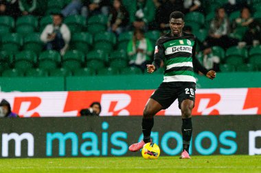 Ousmane Diomande, Liga Portekiz maçı sırasında Estadio Jose Alvalade 'de CP ve CF Estrela Amadora (Maciej Rogowski) takımları arasında görüldü.)