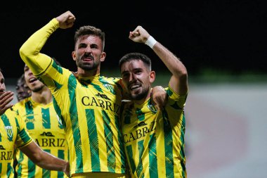 Andre Ceitil ve Nuno Cunha, Liga Portekiz maçında gol attıktan sonra Benfica B ve CD Tondela takımları arasında Benfica Kampüsü 'nde (Maciej Rogowski)