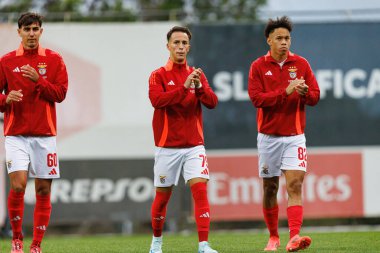 Nuno Felix, Hugo Felix, Diogo Prioste Liga Portekiz 2 maçında Benfica B ve CD Tondela takımları arasında Benfica Kampüsü 'nde (Maciej Rogowski)