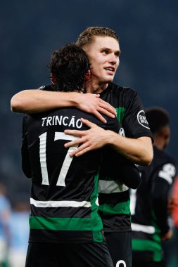 Viktor Gyokeres, Francisco Trincao, UEFA Şampiyonlar Ligi maçında Manchester City FC (Maciej Rogowski)