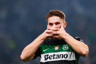 Viktor Gyokeres, UEFA Şampiyonlar Ligi maçında attığı golün ardından Manchester City FC (Maciej Rogowski)