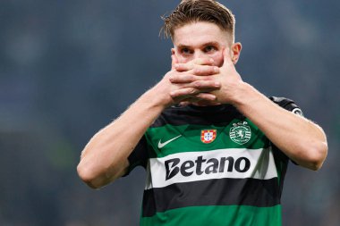 Viktor Gyokeres, UEFA Şampiyonlar Ligi maçında attığı golün ardından Manchester City FC (Maciej Rogowski)