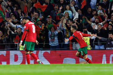 Cristiano Ronaldo, Estadio do Dragao 'daki Portekiz ve Polonya milli takımları arasında oynanan UEFA Milletler Ligi maçında gol attıktan sonra kutlama yaparken görüldü (Maciej Rogowski)