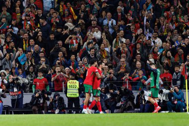 Samu, Bruno Fernandes, Estadio do Dragao 'da (Maciej Rogowski) Portekiz ve Polonya milli takımları arasındaki UEFA Milletler Ligi maçında gol üstüne gol atarken görüldü.)