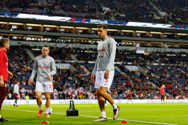 Piotr Zielinski, Jan Bednarek UEFA Uluslar Ligi maçında Portekiz ve Polonya milli takımları arasında Estadio do Dragao 'da görüldü (Maciej Rogowski)