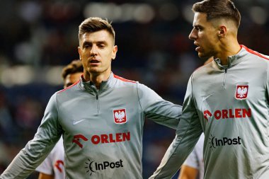 Krzysztof Piatek, Jan Bednarek UEFA Uluslar Ligi maçında Portekiz ve Polonya milli takımları arasında Estadio do Dragao 'da görüldü (Maciej Rogowski)