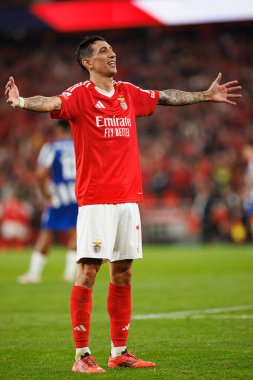 Angel Di Maria, Liga Portekiz maçında SL Benfica ve FC Porto takımları arasında Estadio Da Luz 'da gol attıktan sonra kutlama yaparken görüldü (Maciej Rogowski)