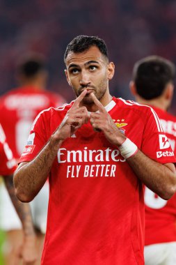Vangelis Pavlidis, Liga Portekiz maçında SL Benfica ve FC Porto takımları arasında attığı gol sonrasında Estadio Da Luz 'da (Maciej Rogowski)