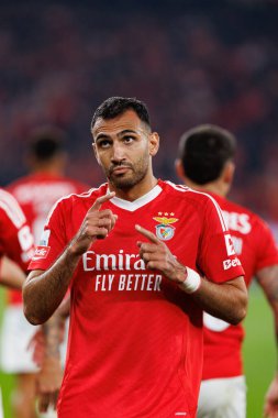 Vangelis Pavlidis, Liga Portekiz maçında SL Benfica ve FC Porto takımları arasında attığı gol sonrasında Estadio Da Luz 'da (Maciej Rogowski)