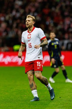 Tymoteusz Puchacz, UEFA Uluslar Ligi maçında Polonya ve İskoçya milli takımları arasında PGE Narodowy 'da görüldü (Maciej Rogowski)