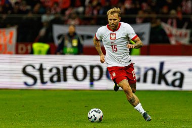 Tymoteusz Puchacz, UEFA Uluslar Ligi maçında Polonya ve İskoçya milli takımları arasında PGE Narodowy 'da görüldü (Maciej Rogowski)