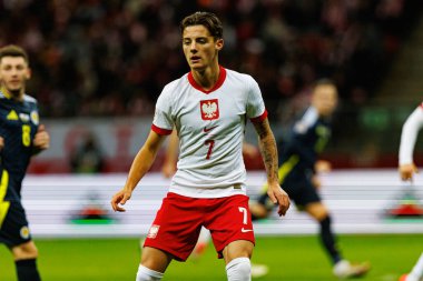Kacper Urbanski, Polonya ve İskoçya milli takımları arasında PGE Narodowy 'de oynanan UEFA Uluslar Ligi maçında görüldü (Maciej Rogowski)