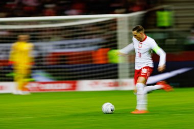 Piotr Zielinski, Polonya ve İskoçya milli takımları arasında PGE Narodowy 'de oynanan UEFA Uluslar Ligi maçında görüldü (Maciej Rogowski)