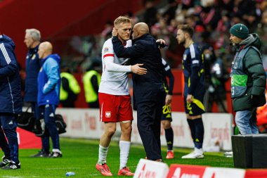 Karol Swiderski, Michal Probierz, Polonya ve İskoçya milli takımları arasında oynanan UEFA Uluslar Ligi maçında PGE Narodowy 'de (Maciej Rogowski)