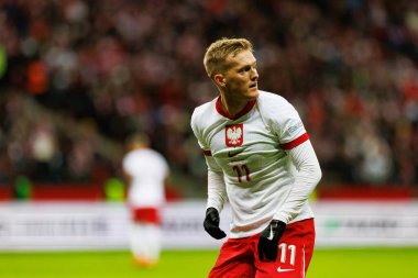 Karol Swiderski, Polonya ve İskoçya milli takımları arasında PGE Narodowy 'de oynanan UEFA Uluslar Ligi maçında görüldü (Maciej Rogowski)