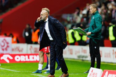 Michal Probierz, Polonya ve İskoçya milli takımları arasında PGE Narodowy 'de oynanan UEFA Uluslar Ligi maçında görüldü (Maciej Rogowski)