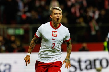 Kamil Piatkowski, Polonya ve İskoçya milli takımları arasında oynanan UEFA Milletler Ligi maçında gol attıktan sonra PGE Narodowy 'da (Maciej Rogowski)