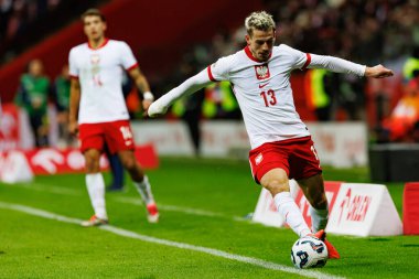 Jakub Kaminski, Polonya ve İskoçya milli takımları arasında PGE Narodowy 'de oynanan UEFA Uluslar Ligi maçında görüldü (Maciej Rogowski)