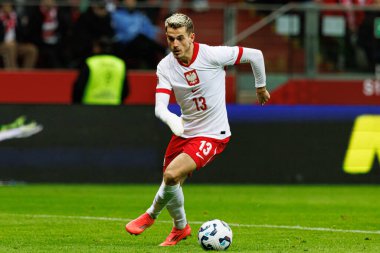 Jakub Kaminski, Polonya ve İskoçya milli takımları arasında PGE Narodowy 'de oynanan UEFA Uluslar Ligi maçında görüldü (Maciej Rogowski)