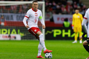 Piotr Zielinski, Polonya ve İskoçya milli takımları arasında PGE Narodowy 'de oynanan UEFA Uluslar Ligi maçında görüldü (Maciej Rogowski)