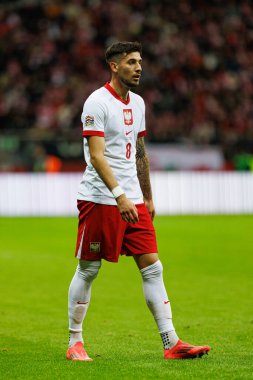 Jakub Moder, Polonya ve İskoçya milli takımları arasında oynanan UEFA Uluslar Ligi maçı sırasında PGE Narodowy 'da görüldü (Maciej Rogowski)