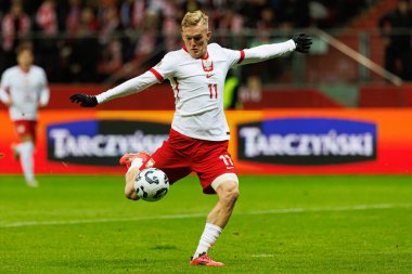 Karol Swiderski, Polonya ve İskoçya milli takımları arasında PGE Narodowy 'de oynanan UEFA Uluslar Ligi maçında görüldü (Maciej Rogowski)