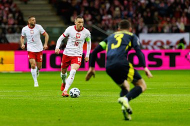 Nicola Zalewski, Polonya ve İskoçya milli takımları arasında PGE Narodowy 'de oynanan UEFA Uluslar Ligi maçında görüldü (Maciej Rogowski)